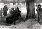 Bench with Four Persons and Baby